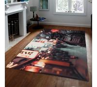 OLLIAR Home Futuristico Samurai Tappeto Neon Street Stampa d'arte giapponese Tappeti lavabili a pelo basso Facile da pulire per l'appartamento d'ingresso del soggiorno 60x180cm