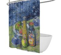 OLLIAR Home Set di tende da doccia di arte astratta Still Life Bottle e Fruit Oil Painting Style Tende da bagno Tende da doccia in tessuto impermeabile 150x200cm