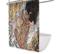 OLLIAR Home Set di tende da doccia in stile retrò classico L'abbraccio Dipinti famosi Stampe Tende da doccia impermeabili per l'arredamento del bagno 180x200