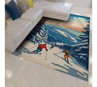 OLLIAR Home Sport invernali Tappeto per comprensorio sciistico Tappeto lavabile sottile e morbido Foresta di montagna Tappeti rettangolari moderni e contemporanei per soggiorno Cucina 140x200cm
