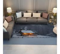 OLLIAR Home Tappeti invernali con scena di neve 90x150cm Forest Cabin Farmhouse Christmas Decor Tappetino Snowy Rustic Country Lodge Tappeto lavabile stampato per soggiorno