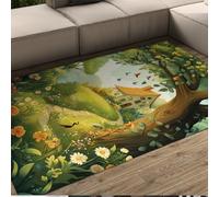 OLLIAR Home Tappeto antiscivolo per cottage nella foresta delle fiabe per soggiorno Fantasia Nature Design Tappetino a pelo corto morbido per aula materna 90x150cm