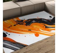 OLLIAR Home Tappeto astratto moderno Bold Orange Black Brushstroke Tappeti d'arte contemporanea tappeto sottile rettangolare ultra morbido per l'ufficio del soggiorno 120x170cm