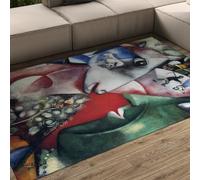 OLLIAR Home Tappeto per area con stampa su pittura classica con supporto in gomma Tappeti di design astratto del villaggio antiscivolo facile da pulire Corridoio Camera da letto Tappeto 120x180cm