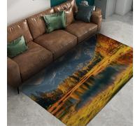 OLLIAR Home Tappeto realistico del paesaggio autunnale Foresta di montagna Vista sul lago Tappeto in stile moderno Tappeti lavabili ultra morbidi per la sala da pranzo sotto il tavolo 160x220cm