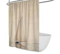 OLLIAR Home Tende da doccia beige Liner Ocean Sailboat Tende da doccia con vista sul mare per vasca da bagno Set di decorazioni in poliestere con gancio 200x200cm