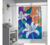 OLLIAR Home Tende da doccia con pianta vintage per bagno Primavera Giardino Fiori d'arancio Panno impermeabile Tessuto Tende da bagno Decor Set con ganci 90x180cm