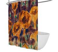 OLLIAR Home Tende da doccia marrone con stampa opere d'arte astratte per bagno Tende da bagno a fungo vibrante con piante morbide accessori bagno in tessuto ad asciugatura rapida 150x200cm