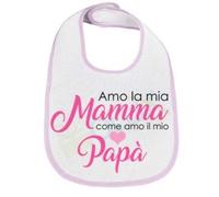 Ollix® Bavaglino bavetta neonato bebè personalizzato antimacchia infanzia amo la mia mamma come amo il mio papà