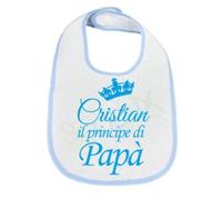 Ollix® Bavaglino bavetta neonato bebè personalizzato antimacchia infanzia nome bimbo + il principe di papà