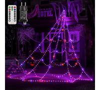 Ollny 3 x 3 m, 266 LED, ragnatela per Halloween, IP67, 8 modalità | Catena luminosa con telecomando, funzione memoria, impermeabile, per Halloween, decorazione per esterni, cortile, giardino