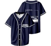 OLLQSB Henry Moodie Good Old Days Illustration Baseball Jacket Tee da Uomo E da Donna, Casual Urbane, Stampe alla Moda, Un Must-Have per L'Estate,Blu,L