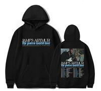 OLLQSB Jame Arthur The Pisces World Tour Felpe con Cappuccio A Maniche Lunghe con Stampa alla Moda per Uomo E Donna, Casual, Girocollo,Nero,XXS
