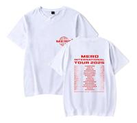 OLLQSB Mero International Tour 2025 T-Shirt da Uomo E da Donna, Casual Urbane, Stampe alla Moda, Un Must-Have per L'Estate,Bianca,S