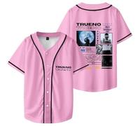 OLLQSB Trueno Profile Poster Baseball Jacket Tee da Uomo E da Donna, Casual Urbane, Stampe alla Moda, Un Must-Have per L'Estate,Rosa,XXS