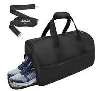 OLLUJHA Elegante borsa da palestra, borsa da viaggio per il fine settimana, borsa da yoga con copertura trolley, scomparto con scarpe, scomparto con computer portatile, nero