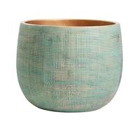 Olly & Rose Bali - Vaso per piante in ceramica verde e oro, grande, 25 cm, per interni ed esterni (verde e oro grande)