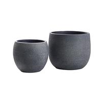 Olly & Rose Barcellona - Set di 2 vasi in ceramica per interni ed esterni, colore: nero