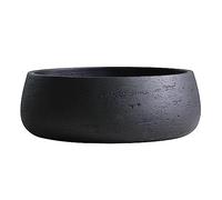 Olly & Rose Copenhagen, grande fioriera in ceramica poco profonda, colore nero opaco, decorazione da giardino per interni ed esterni