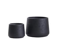 Olly & Rose Copenhagen - Set di 2 vasi per piante in ceramica nera opaca, per interni ed esterni, effetto testurizzato, vasi grandi e medi