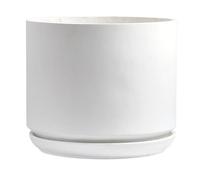 Olly & Rose Grande vaso per piante bianco opaco 35,5 cm extra large in fibra con sottovaso - grande vaso per piante da interno ed esterno
