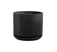 Olly & Rose Grande vaso per piante nero opaco 35,5 cm extra large in fibra con sottovaso - grande vaso per piante da interno ed esterno