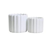 Olly & Rose Ios - Vaso per piante verticale a righe, in ceramica maculata, diametro 17 e 13 cm, per interni ed esterni, colore: bianco