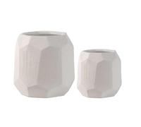 Olly & Rose Leon - Set di 2 vasi per piante geometriche in ceramica, bianchi, diametro 22 cm e 17 cm, grandi vasi per piante per interni ed esterni, vasi bianchi