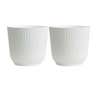 Olly & Rose Oxford, Vaso per piante, in plastica rinforzata, confezione da 2, per interni ed esterni, per giardino e casa, vasi per piante in resina temperata (bianco, 14 cm)