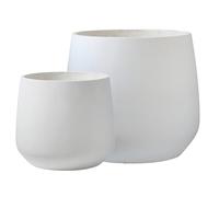 Olly & Rose Set di 2 fioriere curve extra large in fibrestone, per interni ed esterni, XL, diametro 55 cm e 43 cm, colore: bianco