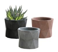 Olly & Rose Set di 3 vasi per piante - Fioriere da interno geometriche grigio scuro naturale, grigio chiaro, rosa terra - Vasi per erbe grasse cactus..