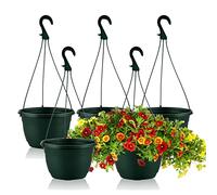 Olly & Rose Set di 5 vasi per piante sospese, 25 cm, in plastica, antigelo, per interni ed esterni, commerciali (5 x verde scuro 25 cm)