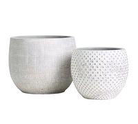Olly & Rose Set di vasi per piante in ceramica bianca e oro, 2-17 e 14 cm, per interni ed esterni, color crema e oro