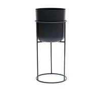 Olly & Rose Vaso per piante in metallo opaco, con supporto nero, alto 50 cm, grande, con supporto, vaso decorativo grande (nero, alto 50 cm)