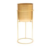 Olly & Rose Vaso per piante in metallo opaco con supporto per piante dorato, alto 50 cm, grande vaso per piante da interno con supporto, grande fioriera decorativa
