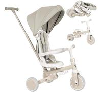 Olmitos - Triciclo evolutivo per bambini 5 in 1 EVOL - Bicicletta per bambini da 1 a 5 anni - Triciclo a Bicicletta con o senza pedali - schienale, barra di sicurezza e cofano (Beige)