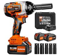 olmlmo 1100Nm/811Ft-lbs Avvitatore A Impulsi a Batteria, Professional 1/2" Elevata Avvitatori a Massa Battente con Batteria 2.*5000mAh, 4 Bussola(17/19/21/22/24mm), Avvitatore Batteria per Auto Casa
