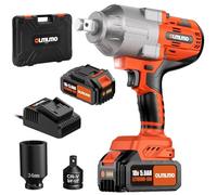 olmlmo 1600Nm/1180Ft-lbs Avvitatore A Impulsi a Batteria, Professional 3/4" Elevata Avvitatori a Massa Battente con Batteria 8000mAh, presa a impulsi da 34 mm per dado ruota