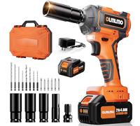 olmlmo 400Nm/294Ft-lbs Avvitatore A Impulsi a Batteria, Professional 1/2" Elevata Avvitatori a Massa Battente con Batteria 4000mAh,4 Bussole, 8 Trapani, 6 Punte, Avvitatore Batteria per Auto Casa