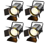 Oloaxolx 200 W COB LED da palcoscenico con porte a fienile 2 in 1, luce bianca calda e bianca, 3500 ~ 7500 K DMX/Master-lave DJ Spotlight Fresnel luci per chiesa concerto, matrimonio (200 W COB - 4)