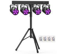 Oloaxolx 60 W Faretto LED Par Batteria Ricaricabile con supporto e telecomando, RGBW UV 6 LED Luce da palco DMX512 Luce festa per DJ Discoteca Matrimoni dal vivo Sala espositiva per interni ed estern