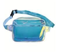 olografico con tracolla regolabile, borsa sportiva for esterni impermeabile iridescente, trasparente for donne e uomini Per Viaggi Corsa Escursionismo(Blue)