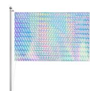 Ologramma colorato arcobaleno olografico,Bandiera da giardino, bandiera decorativa da cortile, bandiera bifacciale, 2x3 piedi, per esterni e interni