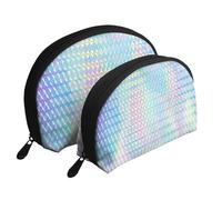 Ologramma olografico di colore arcobaleno colorato, Borsa per trucco a conchiglia Portamonete da donna Borsa da toilette piccola Borsa per cosmetici 2 pezzi