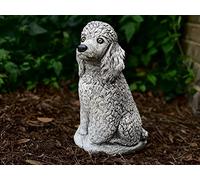 OLOMA Figura di cane barboncino Statua di barboncino in cemento Scultura di barboncino in pietra Decorazione da giardino per cani Cane fatto a mano per la casa Statuetta personalizzata per cani Regali