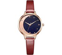OLOTU Orologio alla Moda Creativo, Orologio da Polso dal Design Romantico con quadrante a Stelle di Luna, Orologio con Movimento al Quarzo con Cinturino in Pelle