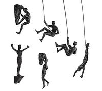 Olpchee Set di 6 sculture da parete in resina, stile nordico, moderno, semplicità, creative, a forma di uomo che si arrampica, rifinite a mano, per decorare la casa (6 pezzi,