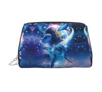 olphins in Space - Trousse da viaggio con stampa spaziale, custodia portatile con tre scomparti interni per accessori, Oro, One Size