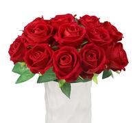 Olrla 20pcs 7cm Rose Finte Fiori artificiali Velluto, Rose rosse Testa fai da te per bouquet da sposa, San Valentino, Decorazioni per feste a casa, Composizione floreale (rosso)