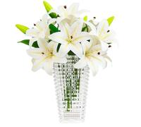 Olrla fiori artificiali faux del giglio 6 mazzi di fiori, reale di tocco falsificazione fiore per la casa festa di nozze decorazioni, negozi, sistemazione flora (Bianco Sfumato Giallo)